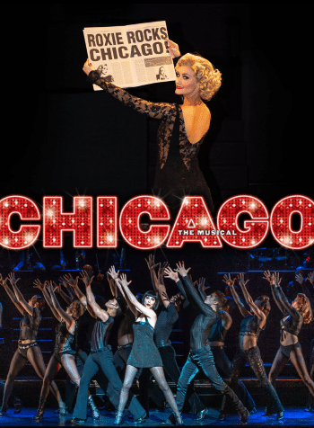 A banner of Showtime Management's past event including "Chicago" the musical